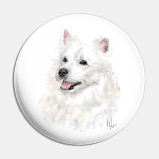 Smiling American Eskimo Eskie Pooch Pin