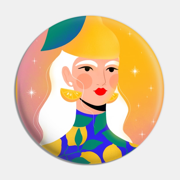 Lemon girl with sunny background Pin by iulistration