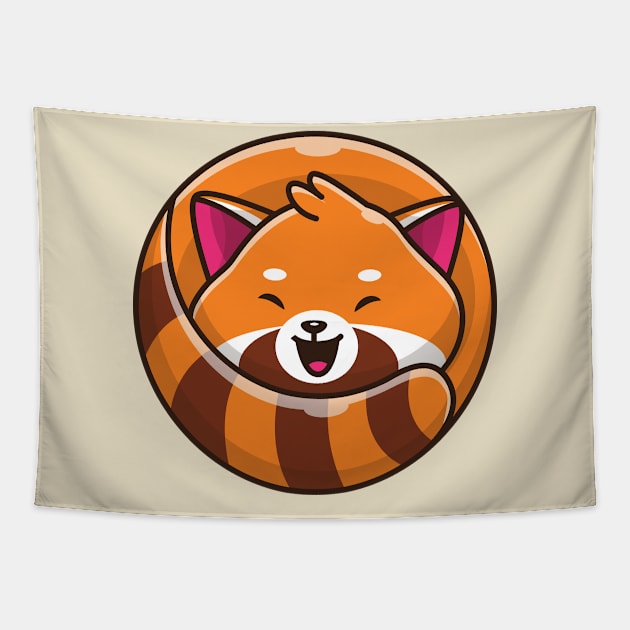 Cute Happy Red Panda Cartoon Tapestry by Catalyst Labs