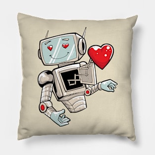 Robot Love Illustration Pillow