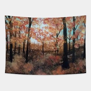 Autumn walk in the woods Tapestry