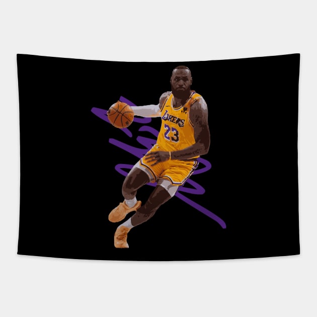 Lebron James Vector Art Tapestry by Playful Creatives