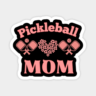 pickle ball mom, mother mommy  pink paddle ball, dink, pink floral heart Magnet