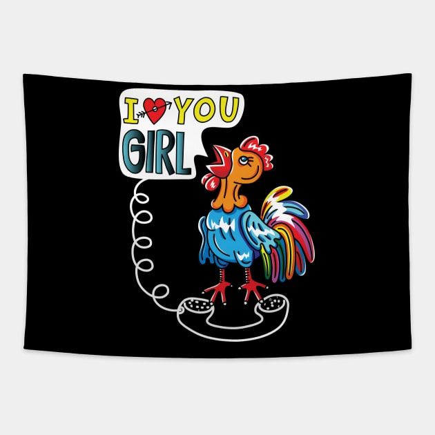 Rooster Call You Girl Tapestry by martinussumbaji