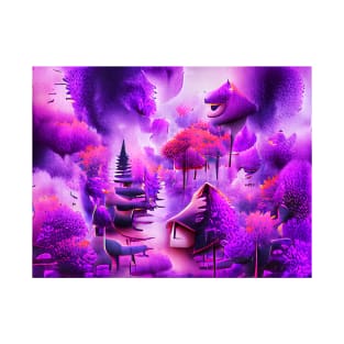 Purple Flower in Forest Art T-Shirt