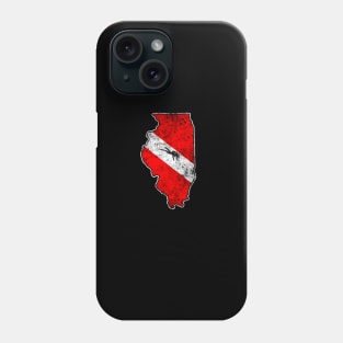 Illinois Dive Flag Scuba Diving State Map Dive Flag Distressed Phone Case