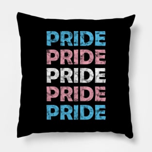 Transgender Pride Flag Colors Repeating Text Design Pillow