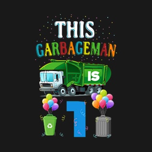 One 1 Year Old Birthday Garbage Truck 1st Birthday Party T-Shirt