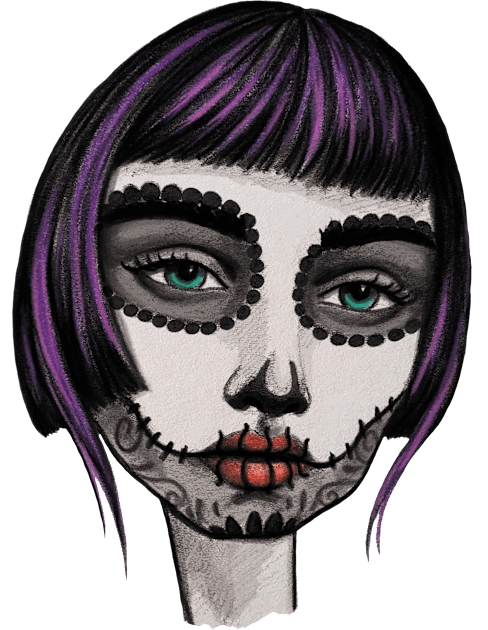 Skull girl Kids T-Shirt by Raluca Iov