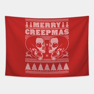 Merry Creepmas - Ugly Christmas Sweater Skull Skeleton Xmas Tapestry