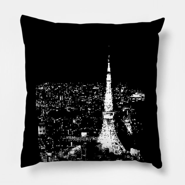 Tokyo Tower glitch art Pillow by TKL