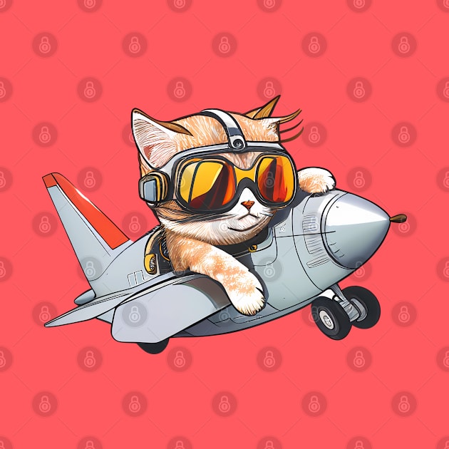 Cute Pilot Kitten Flying by ObscureDesigns