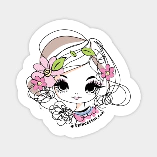 doodle girl art, cute and kawaii illustration Magnet