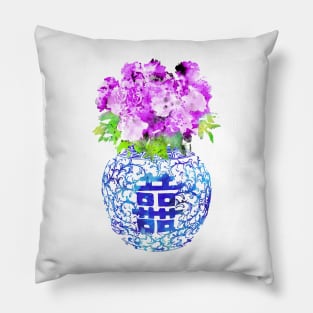 Blue and white china vase Pillow