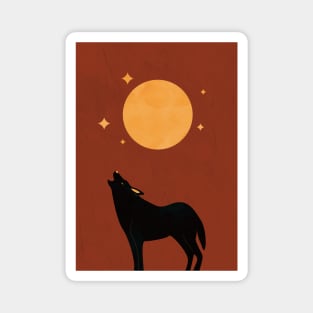 Moon Print, Wolf, Wall Art, Boho, Minimalist Magnet