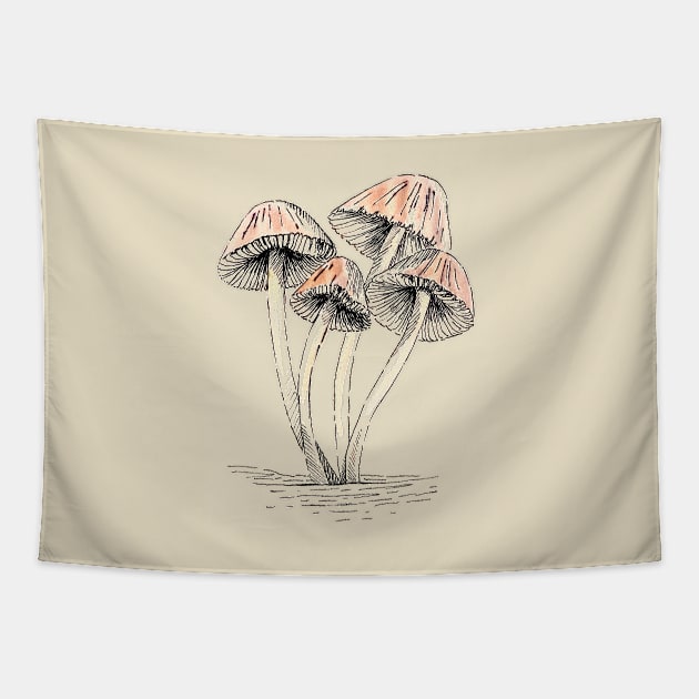 Sherbet mushrooms Tapestry by ncprocter