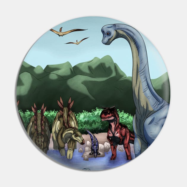 Prehistoric Watering Hole Pin by SakuraDragon