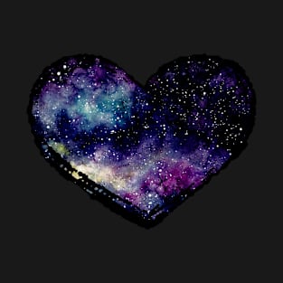 Watercolor Starry Sky and Heart T-Shirt