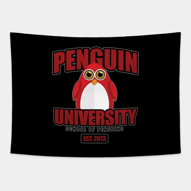 Penguin University - Red Tapestry by adamzworld