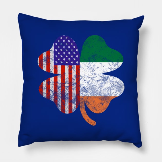 Irish American Flag Shamrock Pillow by Scar
