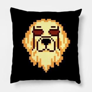 Hipster Golden Retriever Pixel Art Dog Lover Retro Pillow