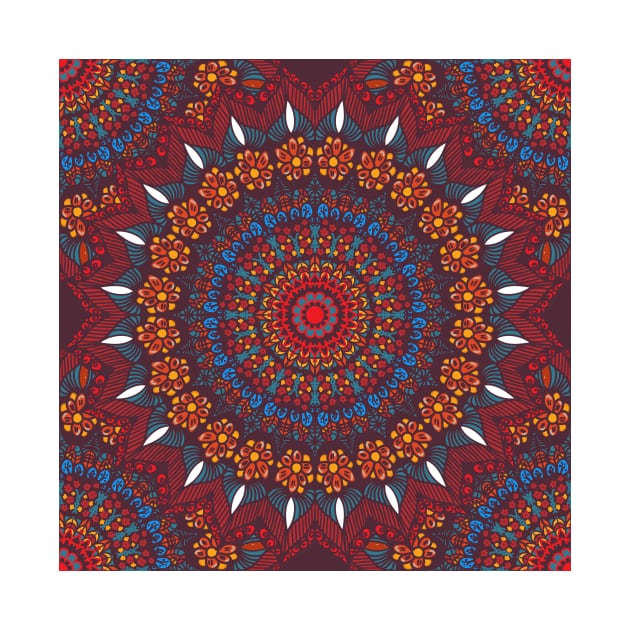 Simple Mandala Flower Bohemian Pastel Art Colorful Paisley by HomeCoquette