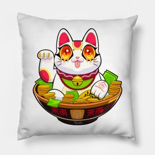 Cute Maneki Neko Ramen T-Shirt 3 Pillow