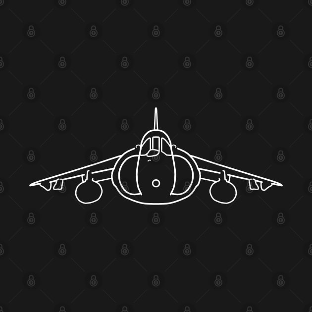 Hawker Harrier classic British jump jet aircraft white minimal outline by soitwouldseem