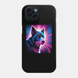 blue dog with pink light Phone Case
