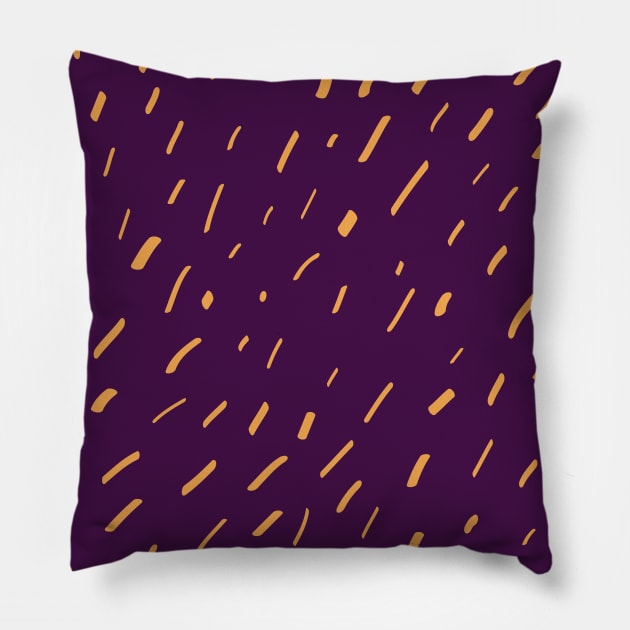 Yellow dashes on purple trendy pattern. Pillow by Elemesca