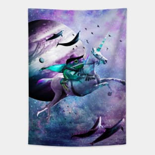 Epic Frog Riding Unicorn Tapestry