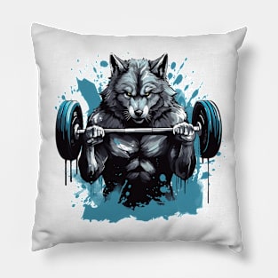 wolf lifting weight Pillow