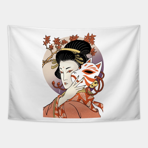 Japanese woodblock Gueixa Tapestry by marcosmorce