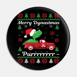 Merry Dynastmus Funny Ugly Christmas Sweater Graphic Pin