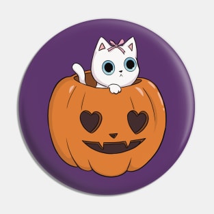 orange pumpkin white cat heart halloween coquette dollette Pin