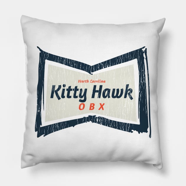 Kitty Hawk, NC Summertime Vacationing Bowtie Sign Pillow by Contentarama