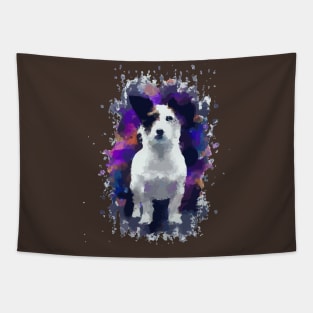 Adorable Jack Russell Terrier Stencil Watercolor Tapestry