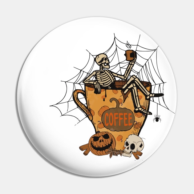 Funny Coffee Halloween Pin by reedae