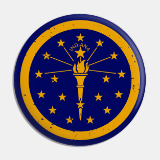 Retro Indiana State Flag // Vintage Indiana Flag Grunge Emblem Pin