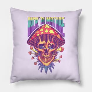 Skull mushroom psychedelic Pillow