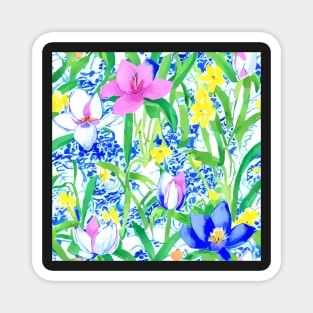 Preppy wild flowers seamless pattern Magnet