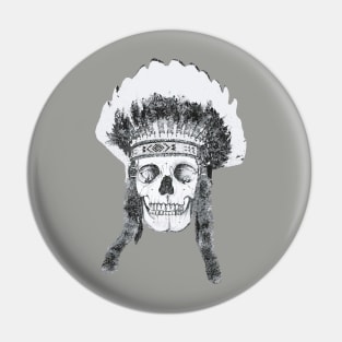 Skull Native American Headdress Pin