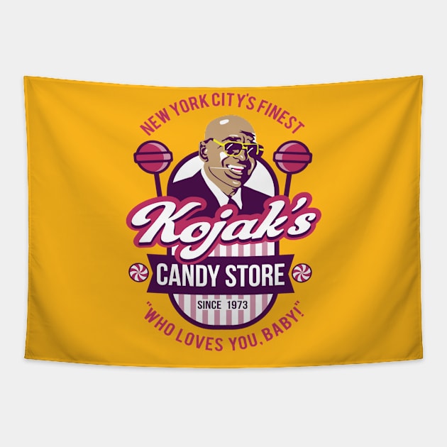 Kojak Candy Store Owner Tapestry by Alema Art