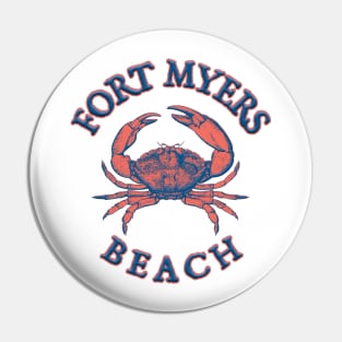 Fort Myers Beach, Florida with Stone Crab and Wind Rose (Two-Sided) Pin