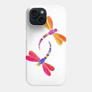 Pink and orange dragonflies Phone Case