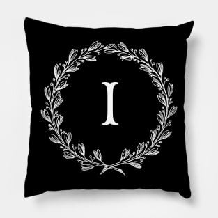 Beautiful Letter I Alphabet Initial Monogram Wreath Pillow