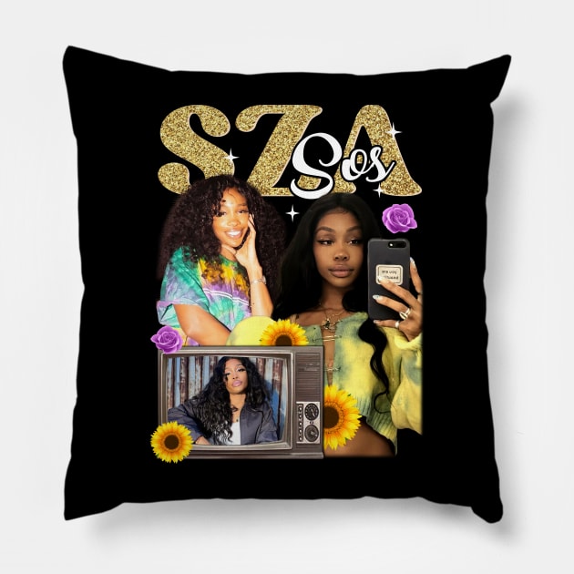 Hip Hop Fanart SZA SOS Pillow by Planet of Tees