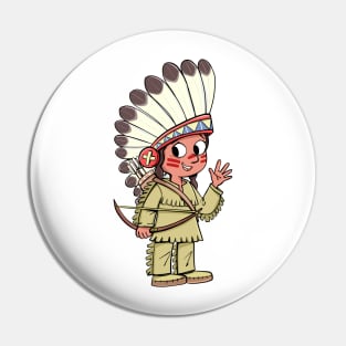 Indian chief with bow and plume on head Pin