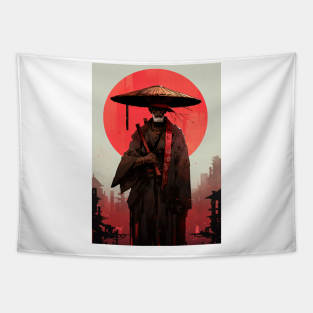 Old Black Samurai Tapestry