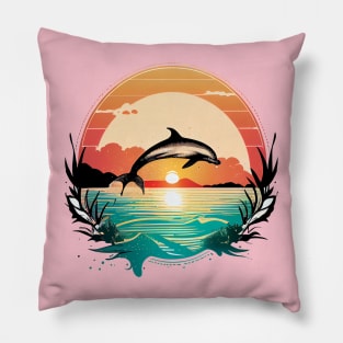 Vintage Surf Dolphin Pillow